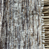 Brūnas, bēšīgas, piena baltas svītriņas, vilnas auduma grīdceliņš ~74x126cm