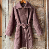 Bordo toņa 100% vilnas ziemas halāts/pusmētelis bez oderes M