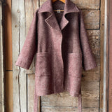 Bordo toņa 100% vilnas ziemas halāts/pusmētelis bez oderes M