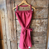 Zemeņu rozā toņa mīkstināta lina pirts kleita ar sasienamām jostas bantēm