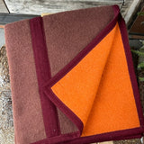 Dūmakaini brūna/oranža toņa aitas vilnas lielā divguļamā sega 200x220cm