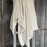 Maigi bēša toņa (vienkrāsains) lina/kokvilnas vafeļauduma gultas pārklājs, dažādi izmēri