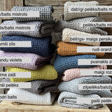 Maigi bēša toņa (vienkrāsains) lina/kokvilnas vafeļauduma gultas pārklājs, dažādi izmēri