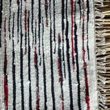 Sarkanas, melnas un baltas svītriņas, vilnas auduma grīdceliņš ~80x150cm