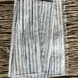 Baltas, bēšas, piparmētru zilas un zaļas svītriņas, vilnas auduma grīdceliņš ~80X155cm