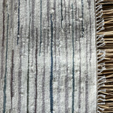 Baltas, bēšas, piparmētru zilas un zaļas svītriņas, vilnas auduma grīdceliņš ~80X155cm