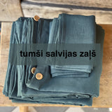 TUMŠI SALVIJAS ZAĻŠ tonis | Spilvendrāna no mīkstināta 100% lina | Dažādi izmēri