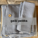 GAIŠI PELĒKS tonis | Spilvendrāna no mīkstināta 100% lina | Dažādi izmēri