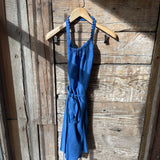 Pusnakts zila mīkstināta lina pirts kleita ar sasienamām jostas bantēm