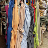 Pusnakts zila mīkstināta lina pirts kleita ar sasienamām jostas bantēm