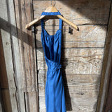 Pusnakts zila mīkstināta lina pirts kleita ar sasienamām jostas bantēm