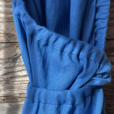 Pusnakts zila mīkstināta lina pirts kleita ar sasienamām jostas bantēm