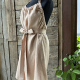 Pusnakts zila mīkstināta lina pirts kleita ar sasienamām jostas bantēm