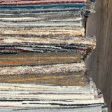 Brūnas, bēšīgas, piena baltas svītriņas, vilnas auduma grīdceliņš ~80x140cm